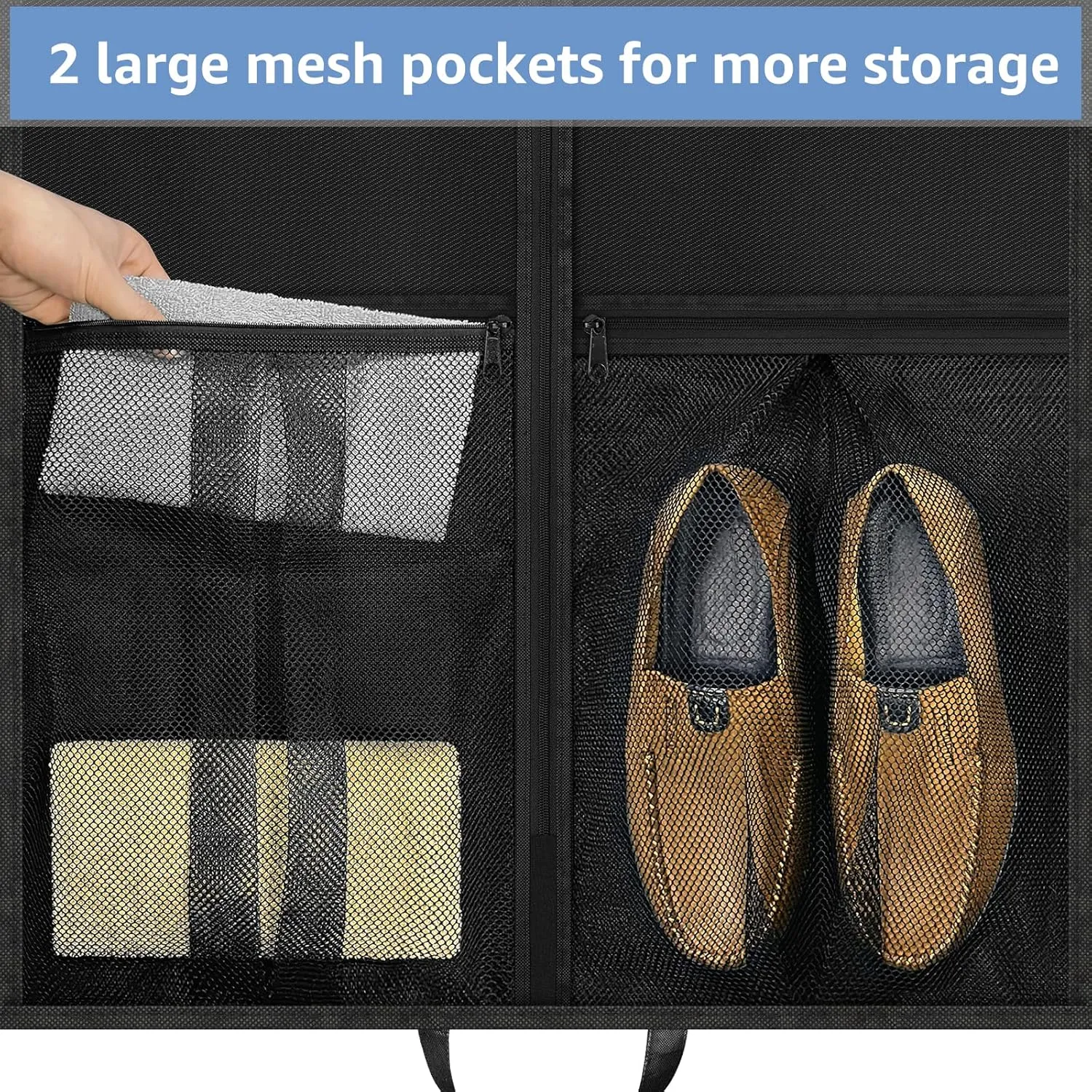 43" Garment Bags Heavy Duty Suit Bags for Travel Hanging Clothes Closet Storage, 4" Gussetes with Pockets and 2 Carry Handles, Protector for Coat, Dress, Jacket, Shirts, 3 Packs