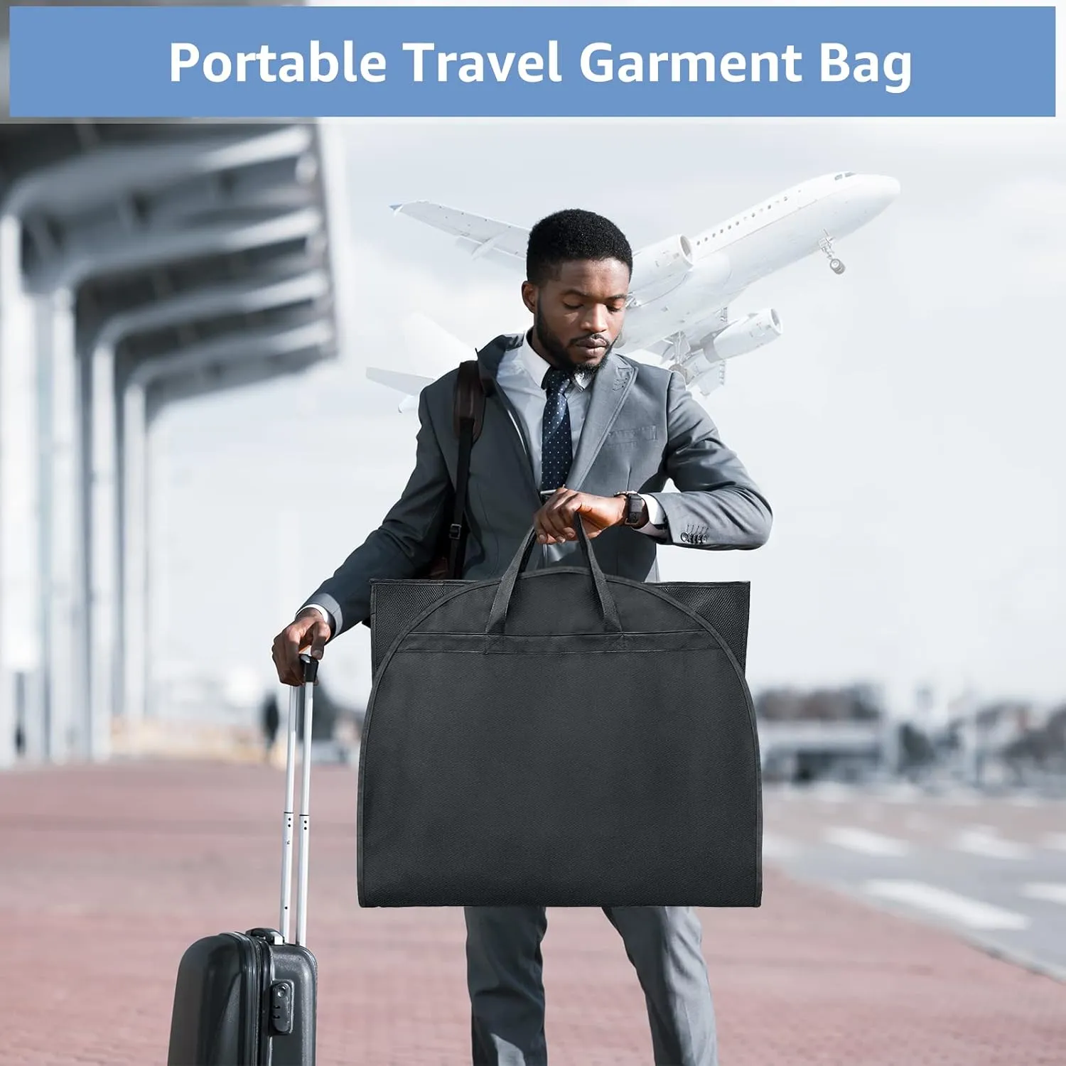 43" Garment Bags Heavy Duty Suit Bags for Travel Hanging Clothes Closet Storage, 4" Gussetes with Pockets and 2 Carry Handles, Protector for Coat, Dress, Jacket, Shirts, 3 Packs