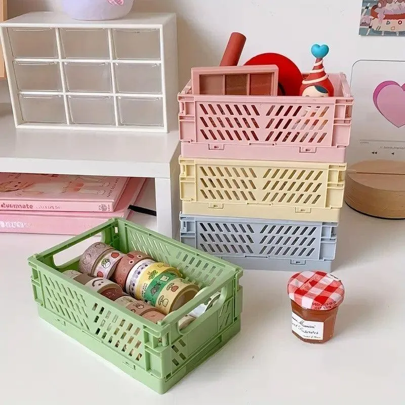 4PCS Collapsible Plastic Storage Box Desktop Organizer Basket Storage Container