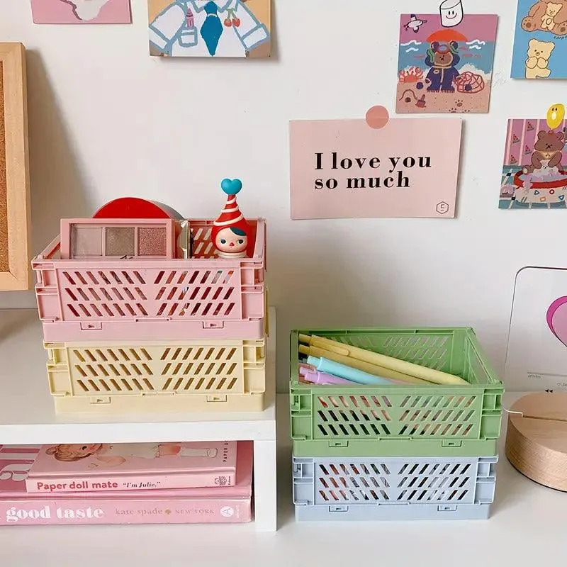 4PCS Collapsible Plastic Storage Box Desktop Organizer Basket Storage Container