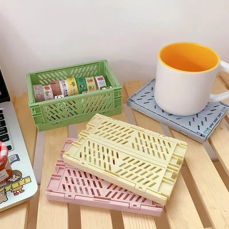 4PCS Collapsible Plastic Storage Box Desktop Organizer Basket Storage Container