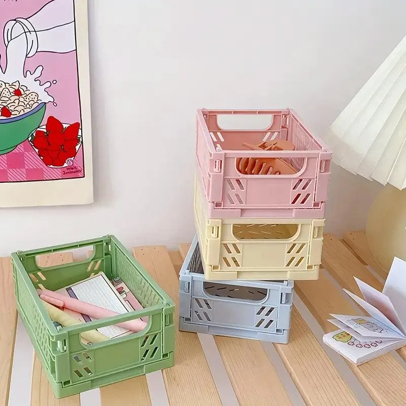 4PCS Collapsible Plastic Storage Box Desktop Organizer Basket Storage Container