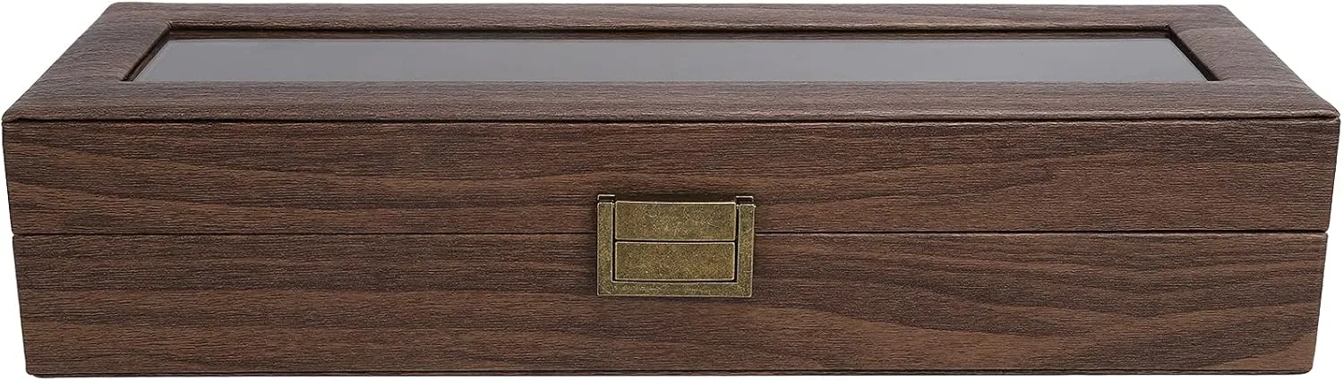 6 Grids Wooden Watch Display Box, Portable Watch Storage with Transparent Cover, for Use, Store Display, Home Decoration, Ideal Box