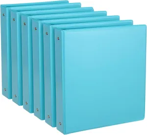 6-Pack 1-Inch Binder, Standard 3 Ring Binder Fit Letter Size Paper, Presentation View Binders, Light Blue