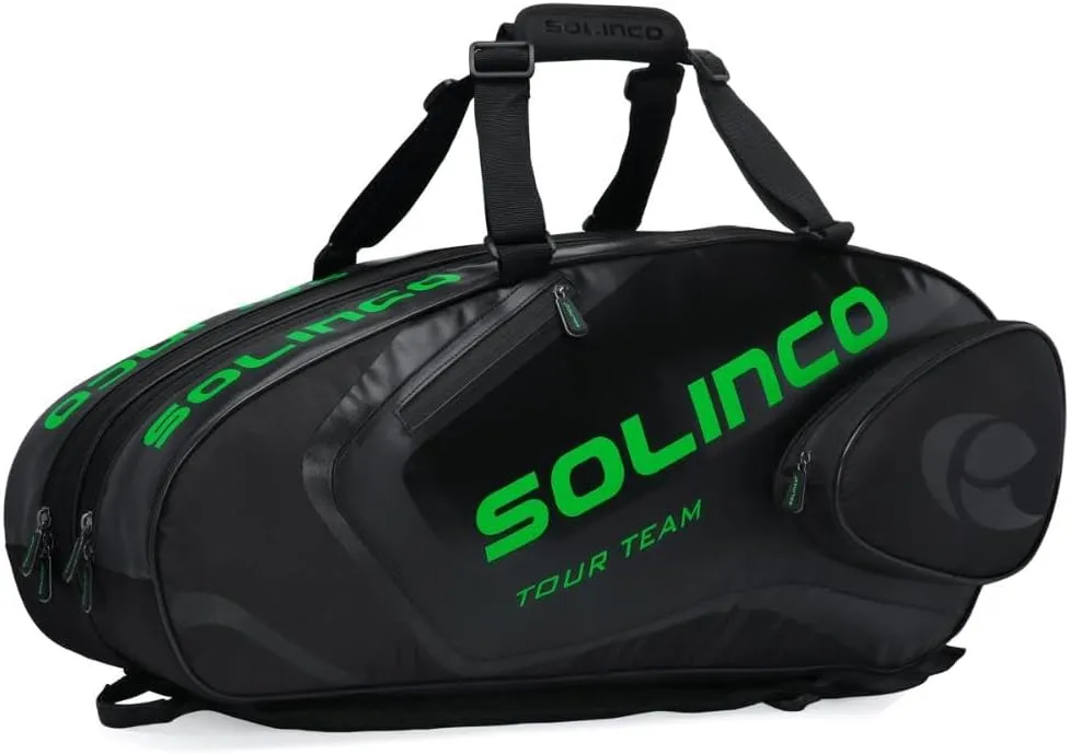 6-Pack Tour Team Tennis Racquet Bag Black and Neon Green