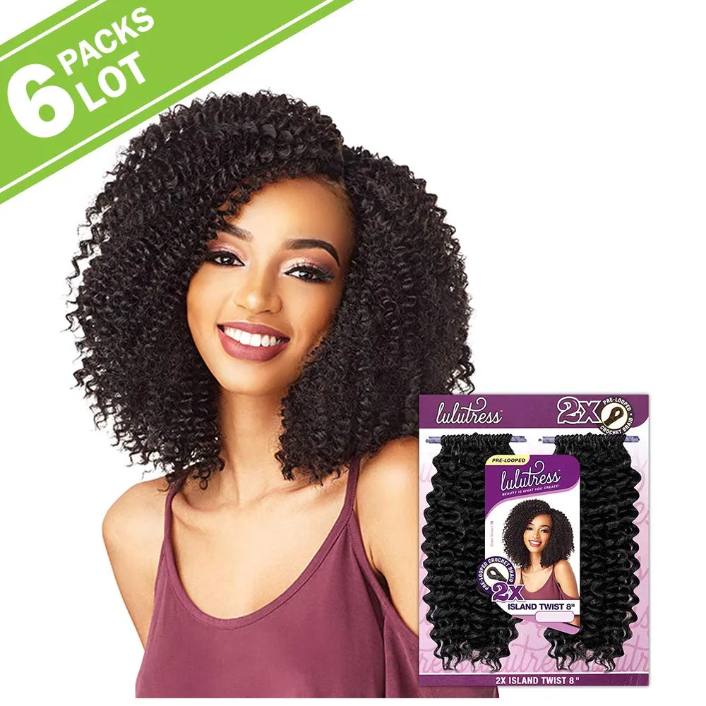 6 PACKS/LOT Sensationnel Synthetic Hair Crochet Braids Lulutress 2X Island Twist 8" (2)