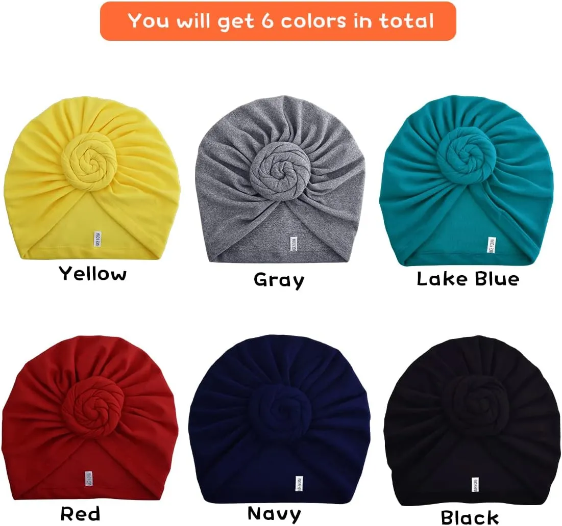 6 Pieces Women Turban Hat Head Wraps for Women Twist Knot Pre-Tied Bonnet Turbans for Women