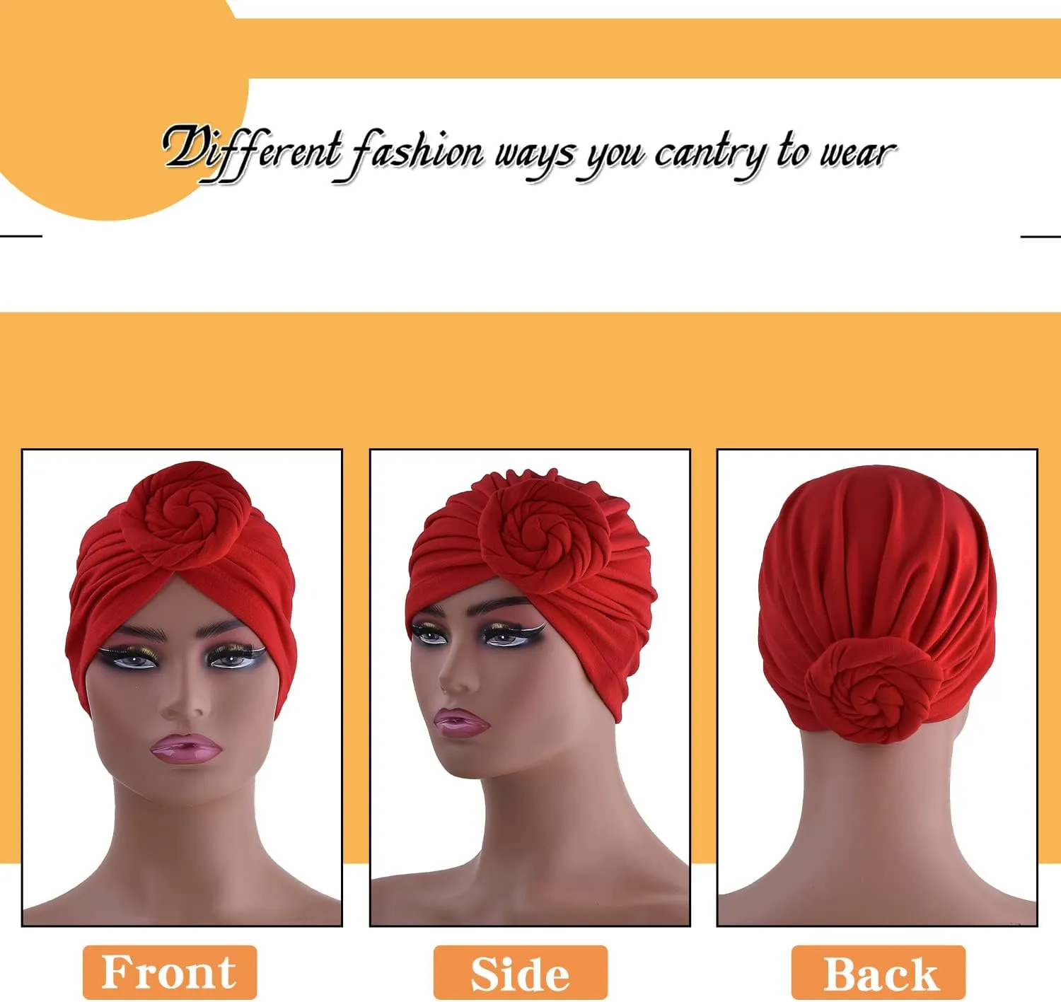 6 Pieces Women Turban Hat Head Wraps for Women Twist Knot Pre-Tied Bonnet Turbans for Women