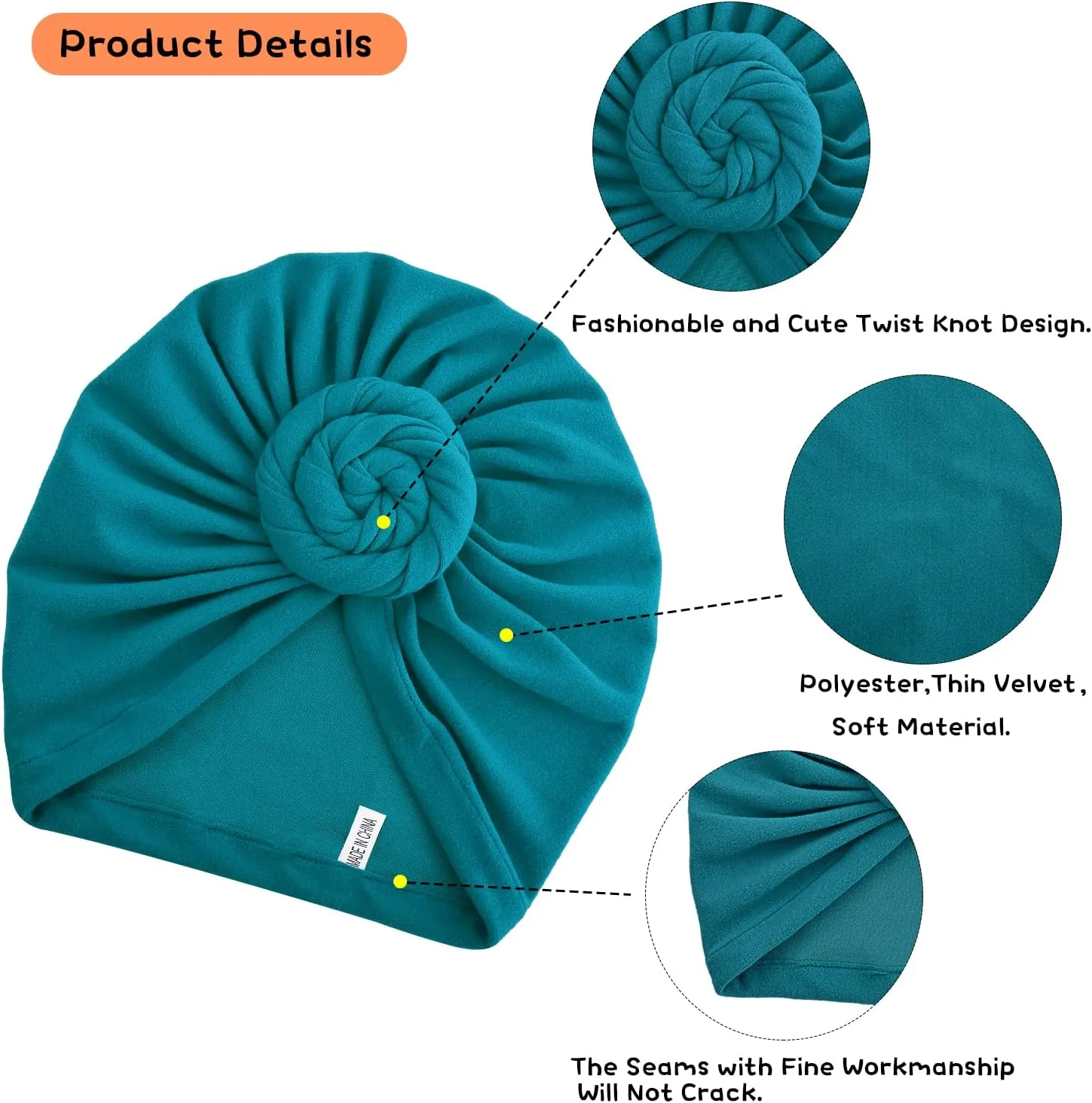 6 Pieces Women Turban Hat Head Wraps for Women Twist Knot Pre-Tied Bonnet Turbans for Women