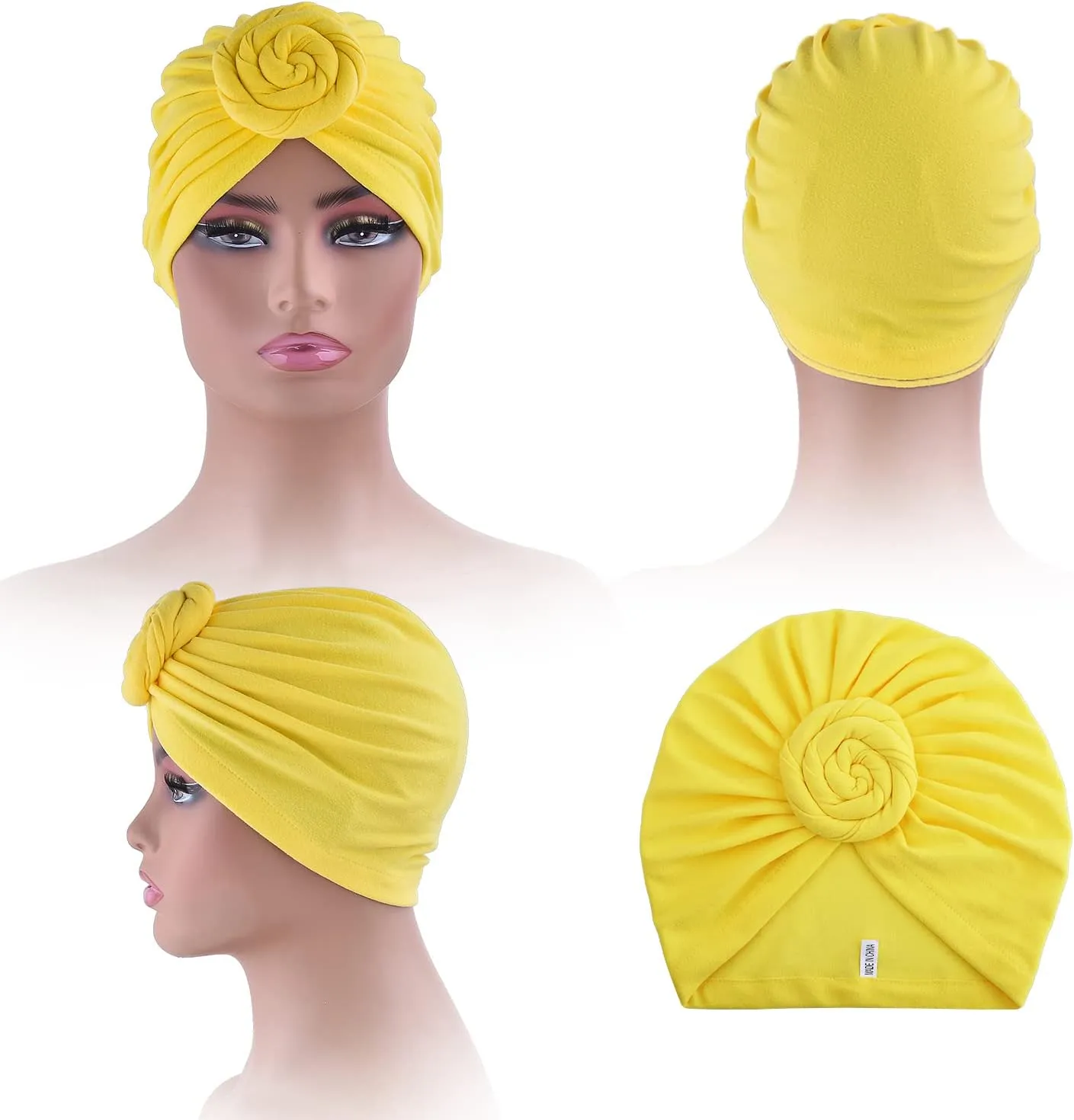 6 Pieces Women Turban Hat Head Wraps for Women Twist Knot Pre-Tied Bonnet Turbans for Women