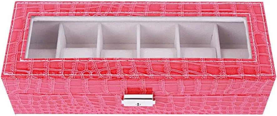 (6Slots) Elegant Large Watch Box Organizer for Men Women, Transparent top, Portable Leather Watch Holder Mens Watches Case Storage Best Gift for The Husband, (Black,31x 11 x 8cm)