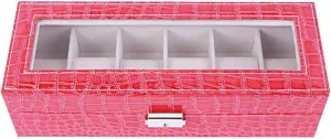 (6Slots) Elegant Large Watch Box Organizer for Men Women, Transparent top, Portable Leather Watch Holder Mens Watches Case Storage Best Gift for The Husband, (Black,31x 11 x 8cm)