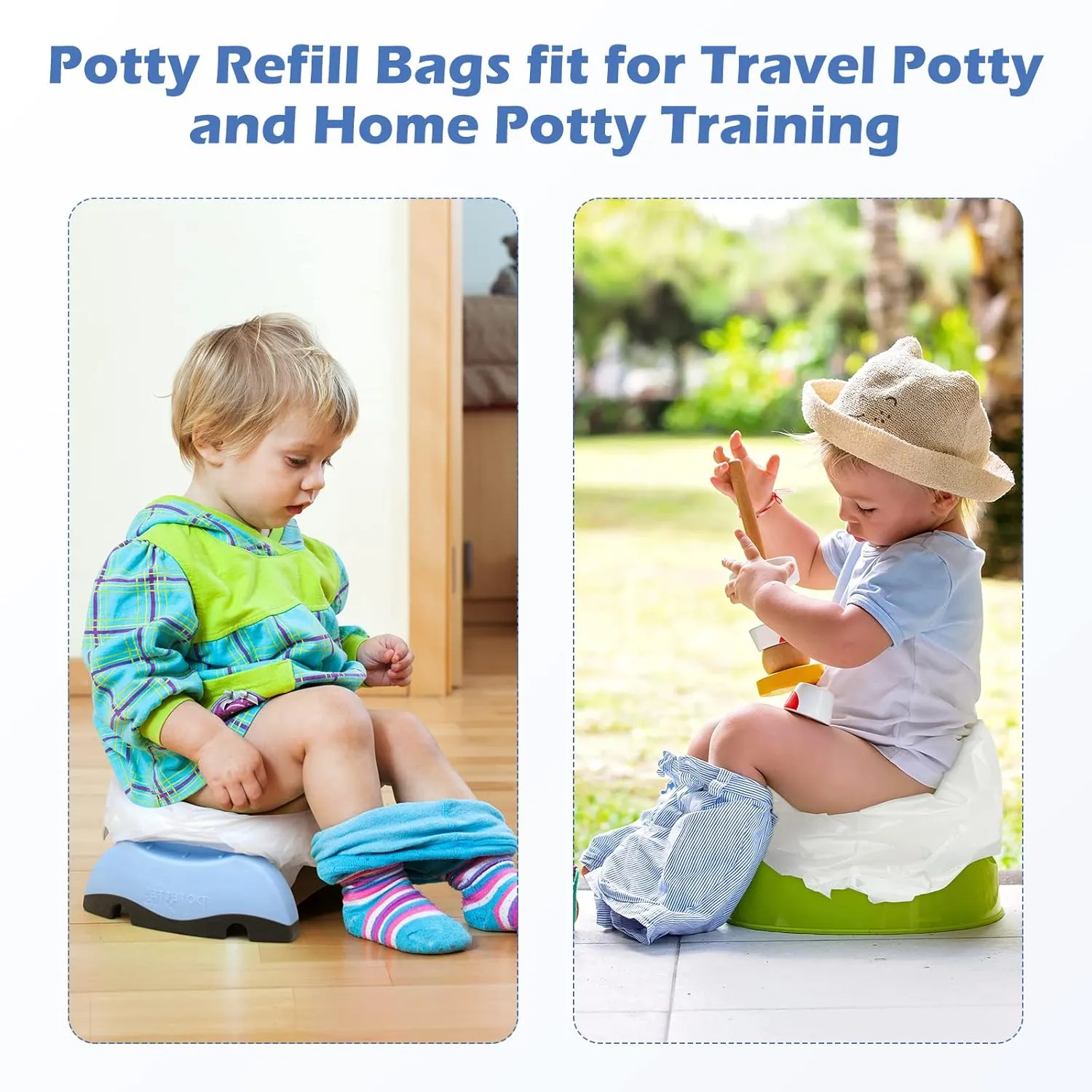 [80 Counts] Disposable OXO Potty Bags, Potty Liners for Portable Potty, Maliton Travel Potty Fit Bags for OXO Tot 2-in-1 Go Potty, Universal Travel Potty Refill Bags Fit Most Potty Chairs for Cleanup