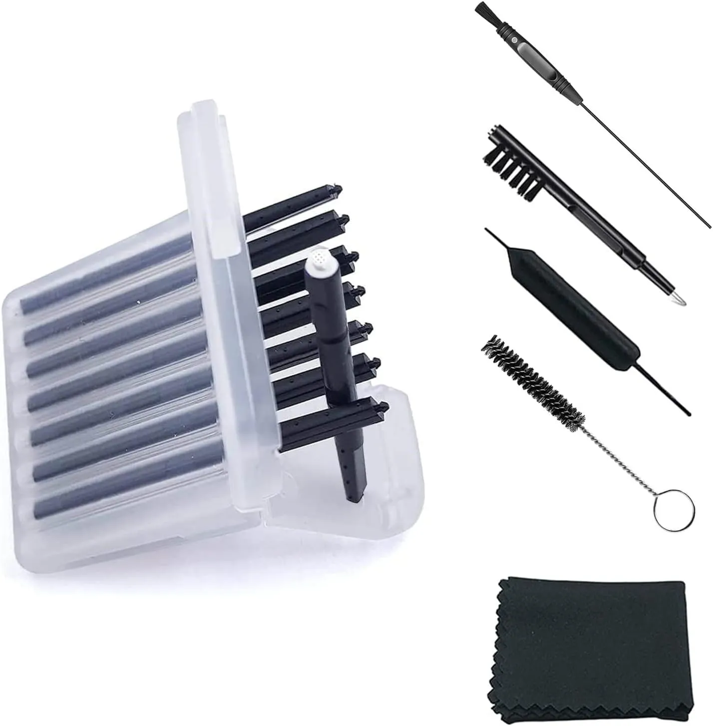 (8Packs) Hearing Aid Wax Guard Filters (64 Units) Replacement Wax Cerumen Stop Wax Traps for Phonak, Widex, Unitron and Resound - 5 Pieces Hearing Aid Cleaning Kit Accessories with Carry Case