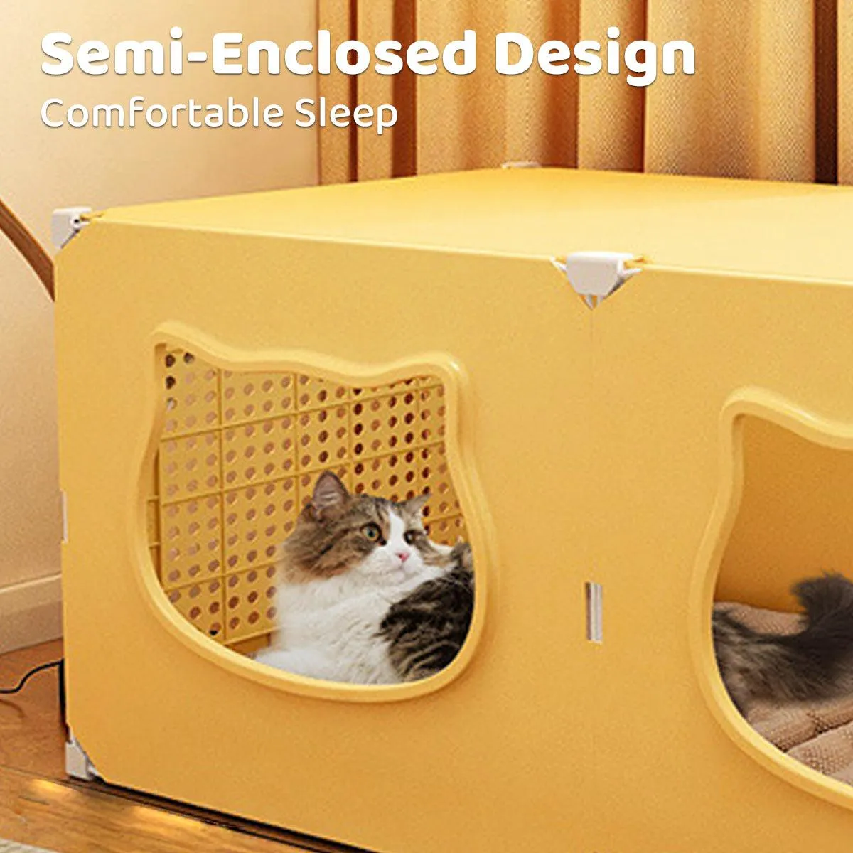 90CM Medium Cat House Foldable Double Door Breathable Pet Bed Ventilated Design