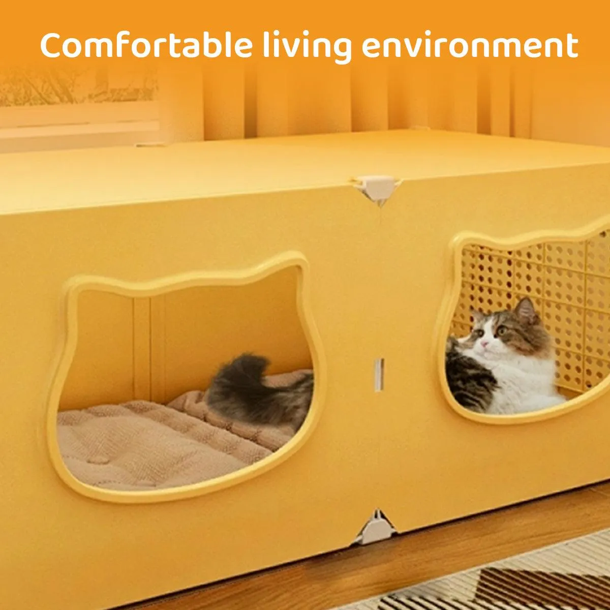 90CM Medium Cat House Foldable Double Door Breathable Pet Bed Ventilated Design