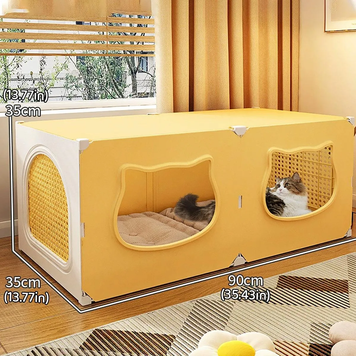 90CM Medium Cat House Foldable Double Door Breathable Pet Bed Ventilated Design