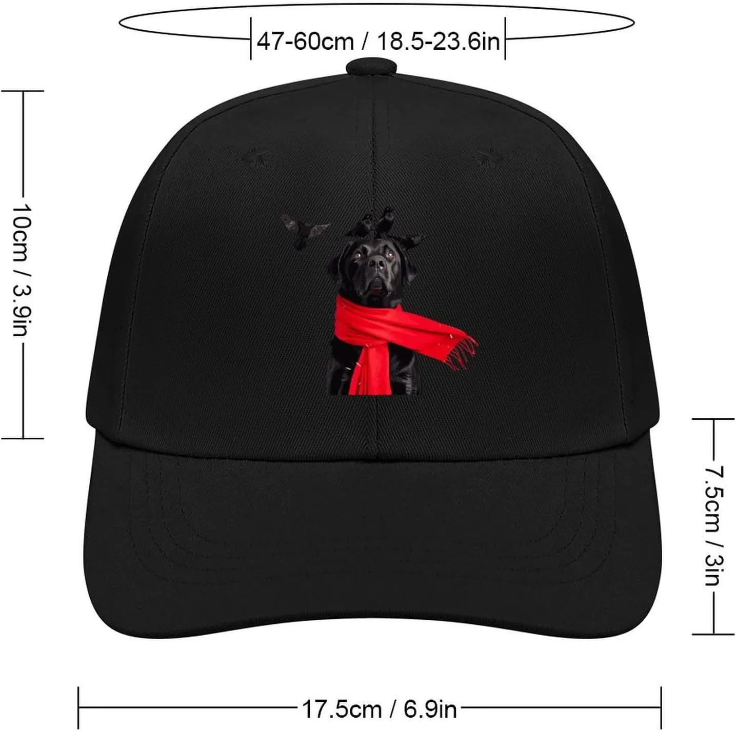 A Black Labrador Dog and Black Raven Baseball Trucker Cap Athletic Hat Gaming Dad Hats for Men Women