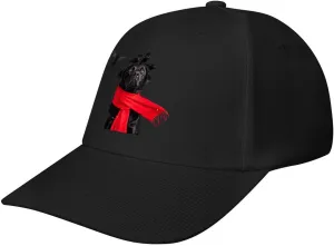 A Black Labrador Dog and Black Raven Baseball Trucker Cap Athletic Hat Gaming Dad Hats for Men Women