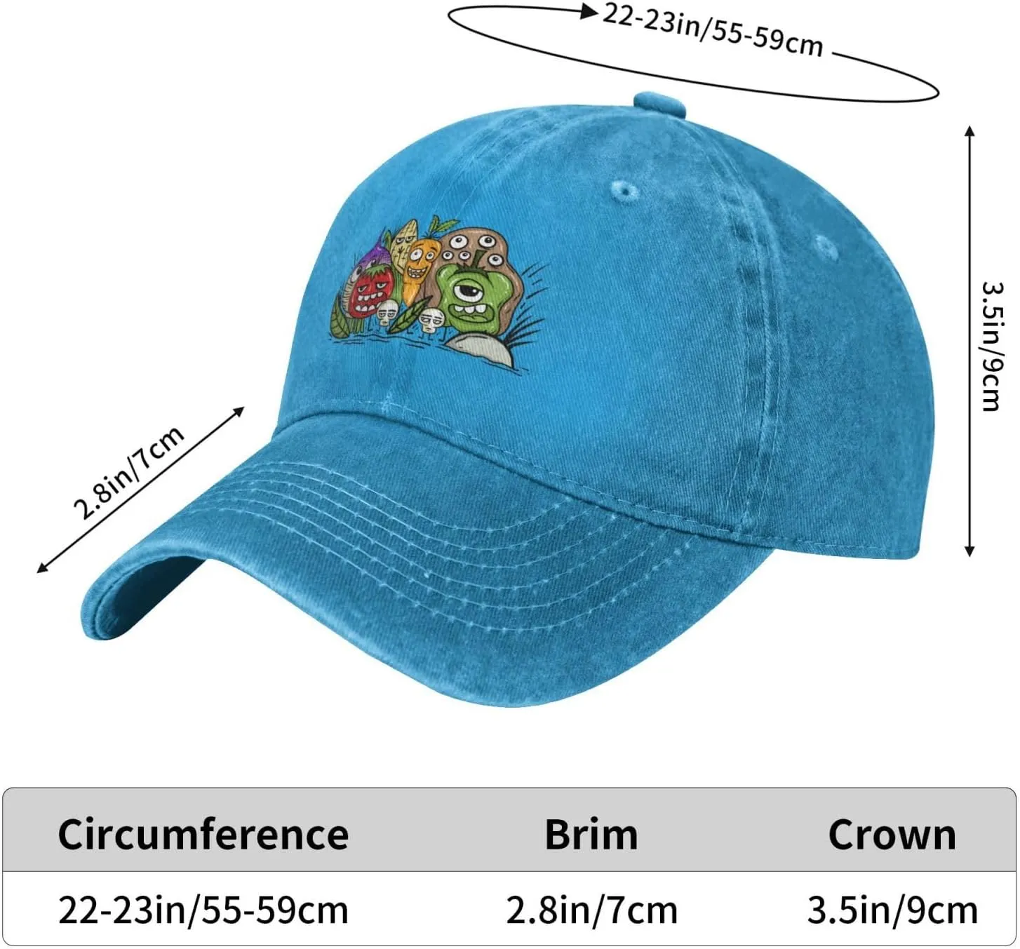 A Group of Interesting Vegetable Characters Baseball Cap for Men Women Adjustable Vintage Washed Cotton Dad Hat
