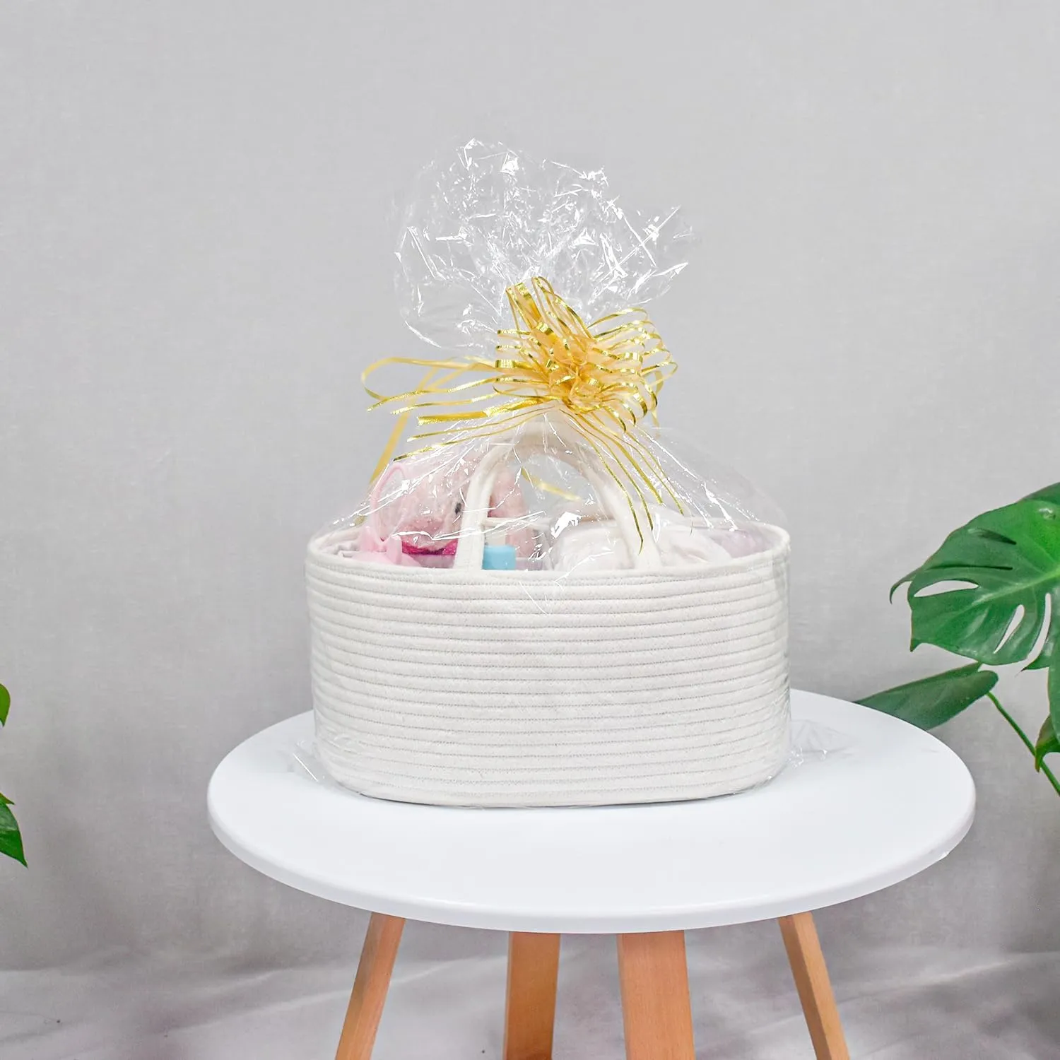 ABenkle Baby Diaper Caddy, Nursery Storage Bin and Car Organizer for Diapers Wipes, Cotton Rope Basket Changing Table Caddy