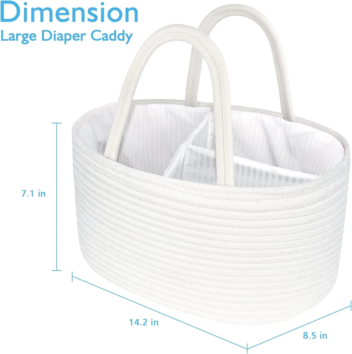 ABenkle Baby Diaper Caddy, Nursery Storage Bin and Car Organizer for Diapers Wipes, Cotton Rope Basket Changing Table Caddy