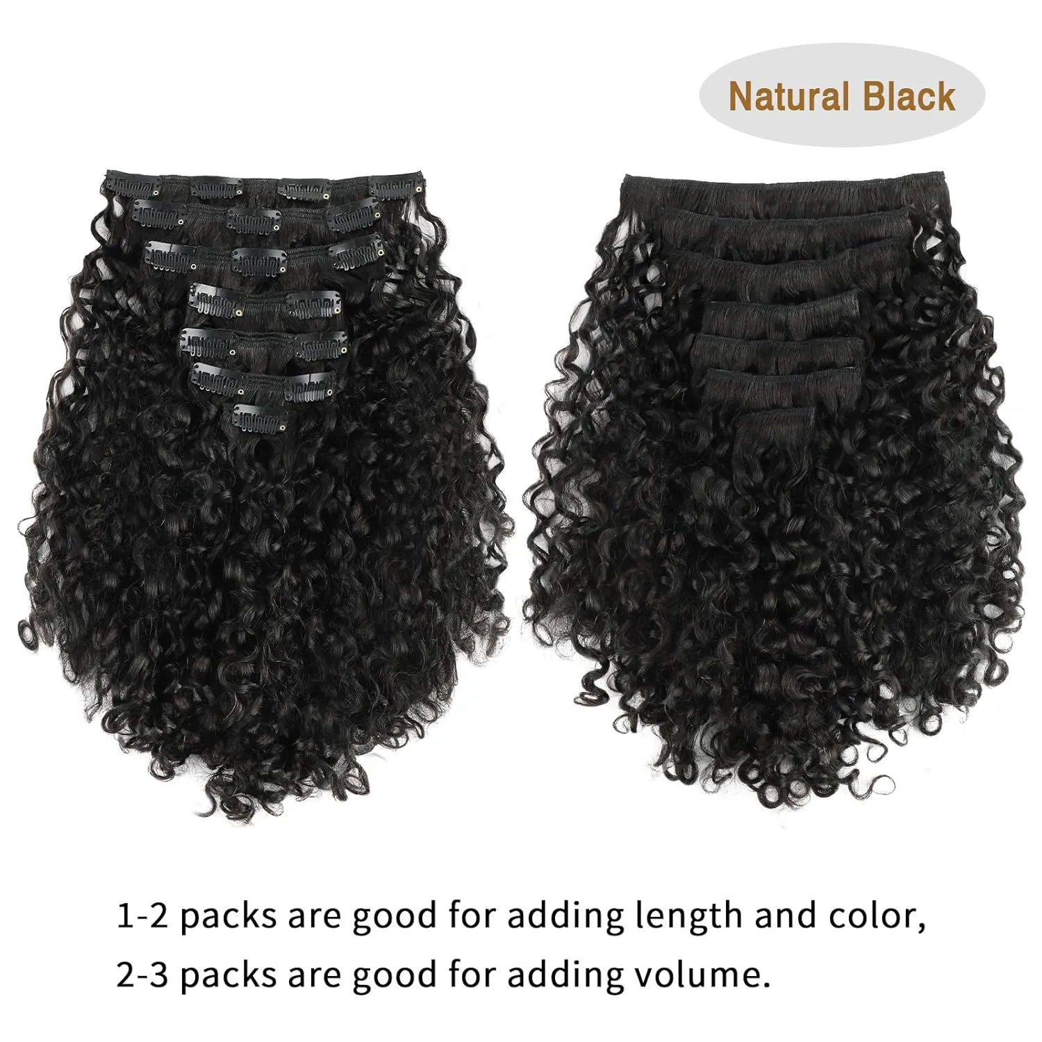 ABH AMAZINGBEAUTY HAIR Curly Clip in Hair Extensions Black Women Spiral Curl Human Hair Clip in Extensions Double Weft Curly Hair Extensions Natural Black Virgin Hair 7Pcs 120G 20 Inch