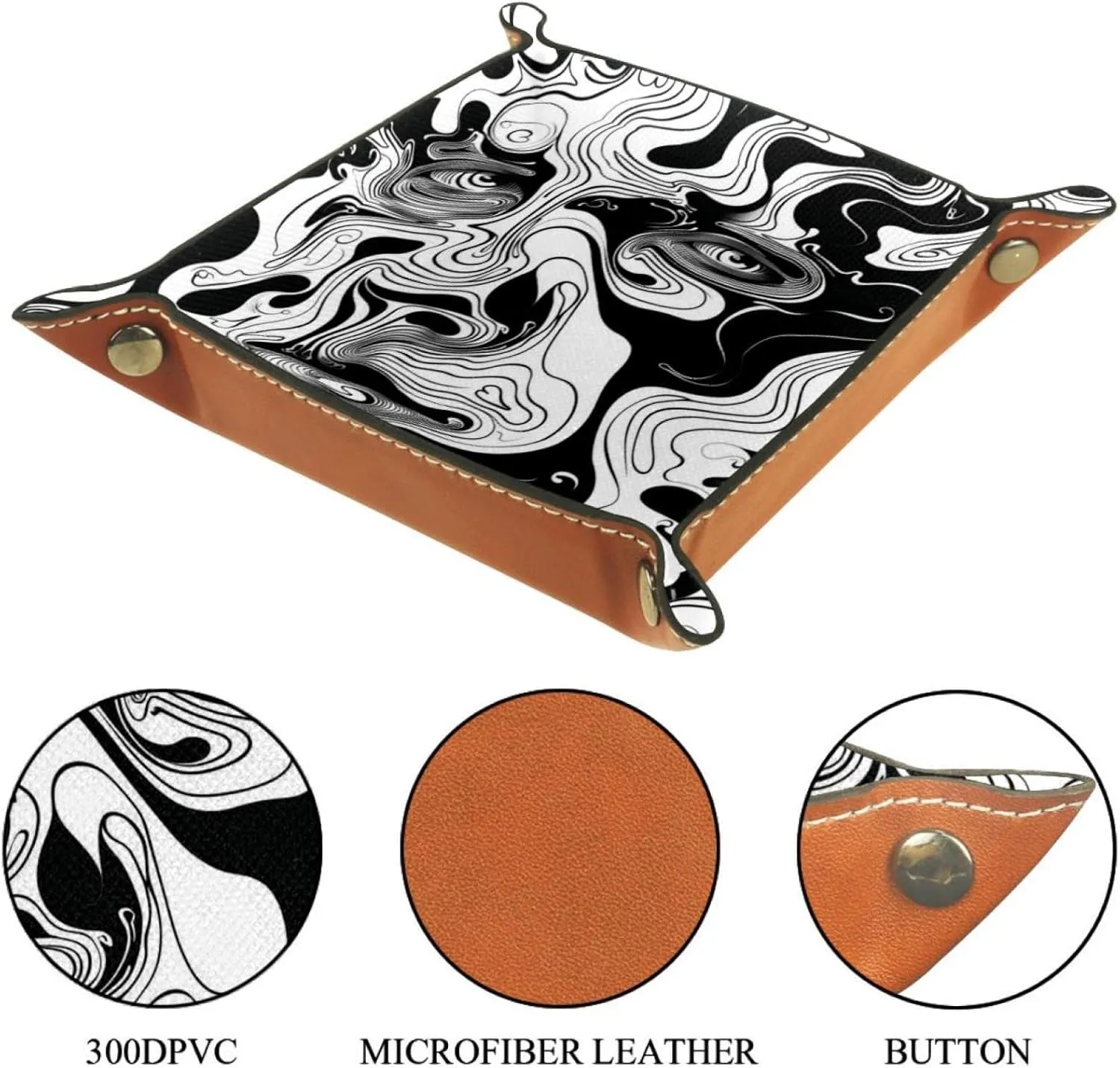 Abstract Art Man Stacking Jewelry Organizer Trays, Desk Drawer Earring Tray with Key Tray for Entryway, Small Table Tray for Women and Girls, Decorative Ring Storage Tray, 16x16cm, snh-001