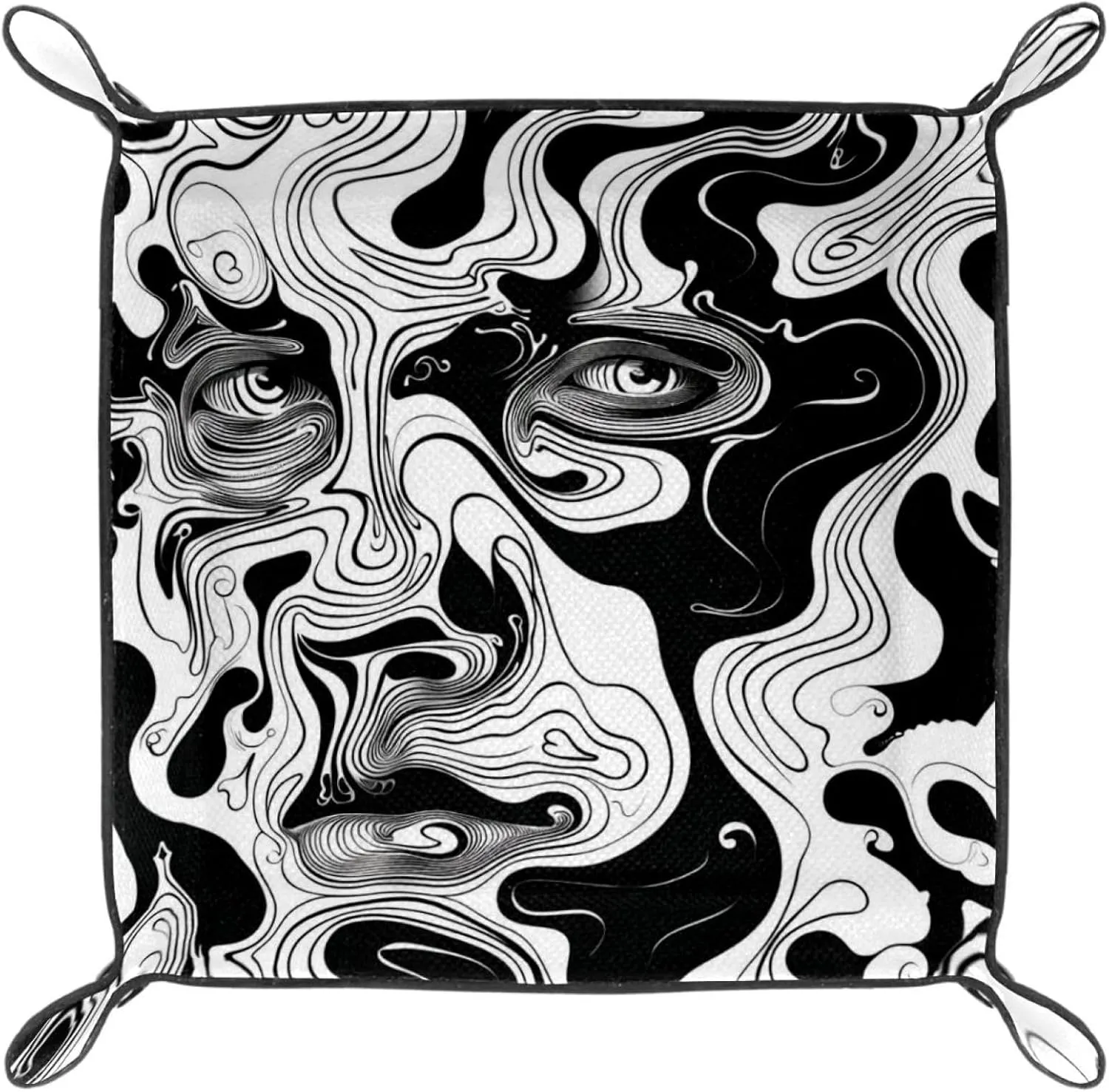 Abstract Art Man Stacking Jewelry Organizer Trays, Desk Drawer Earring Tray with Key Tray for Entryway, Small Table Tray for Women and Girls, Decorative Ring Storage Tray, 16x16cm, snh-001