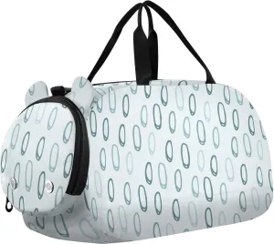 Abstract Circle Drawed Bold Lines Blue Gym Duffel Bag with Shoes Compartment Large Capacity Kids Overnighter Duffel Bags for Travel, Sports, Duffel, Weekender