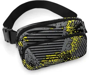Abstract Triangle Geometric Fanny Pack Belt Bag with Adjustable Strap Yellow Grey Waist Packs Small Pouch Crossbody Bags for Hiking Running Cycling Traveling