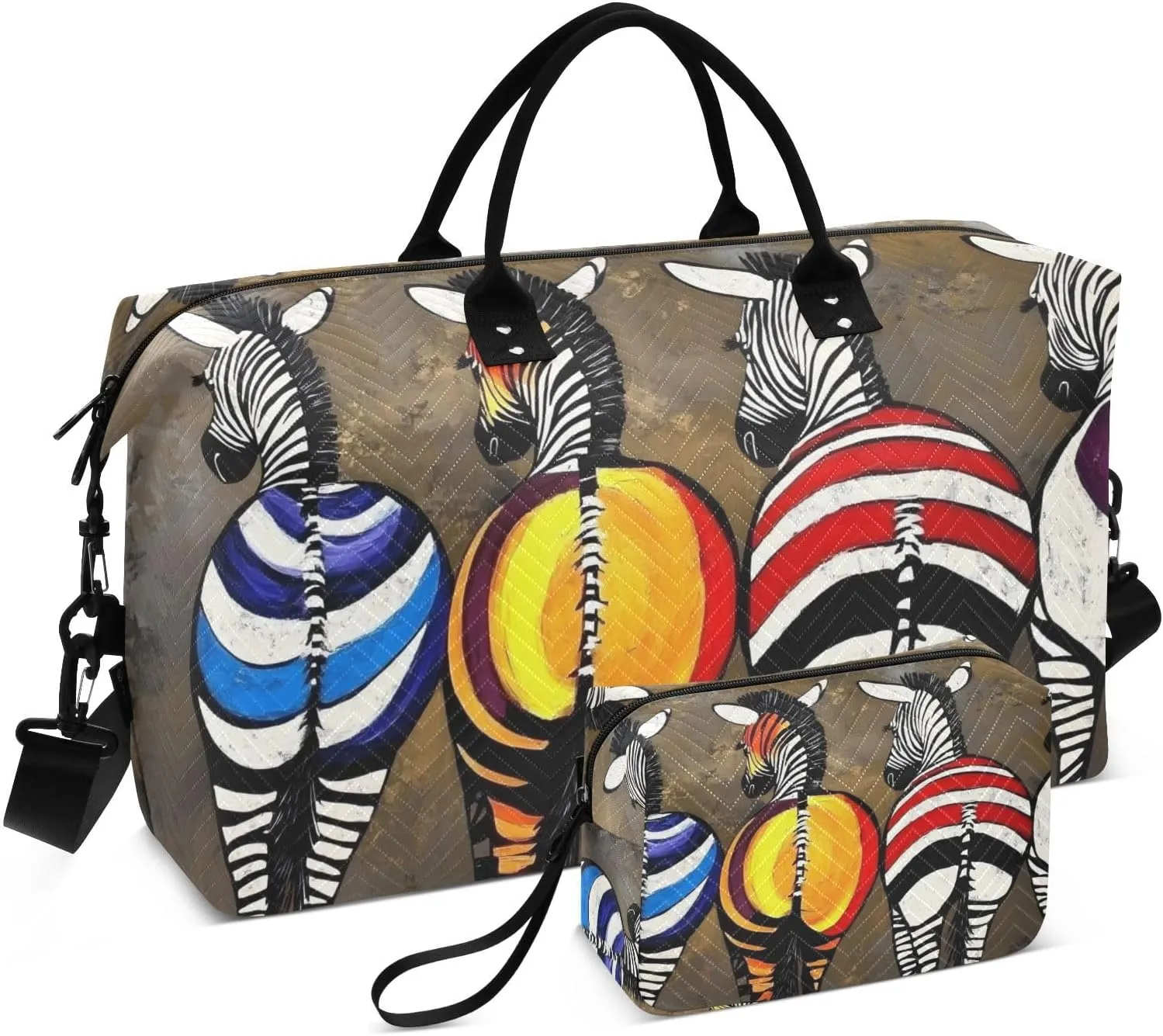Abstruct Colorful Zebra Duffel Bag for Traveling, Gym Bags with Multiple Interior Pockets for Women Men Toiletry Purse Included 20.5”x 1.9” x 13.8”
