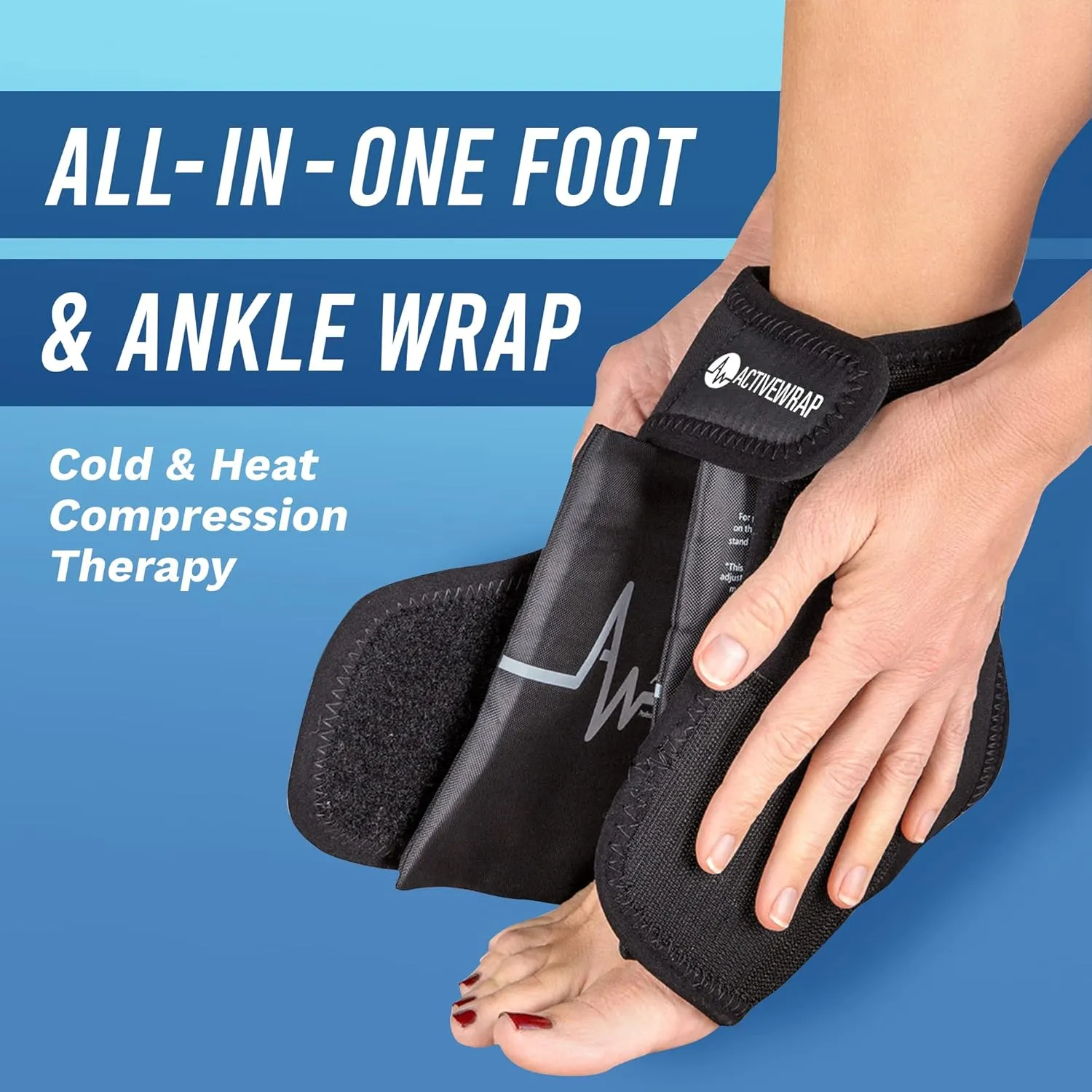 ActiveWrap Foot & Ankle Ice Pack Wrap for Heel, Arch, and Ankle Discomfort, Swelling, Soreness, and Injury Recovery – Reusable Hot & Cold Wrap with Adjustable Compression Straps