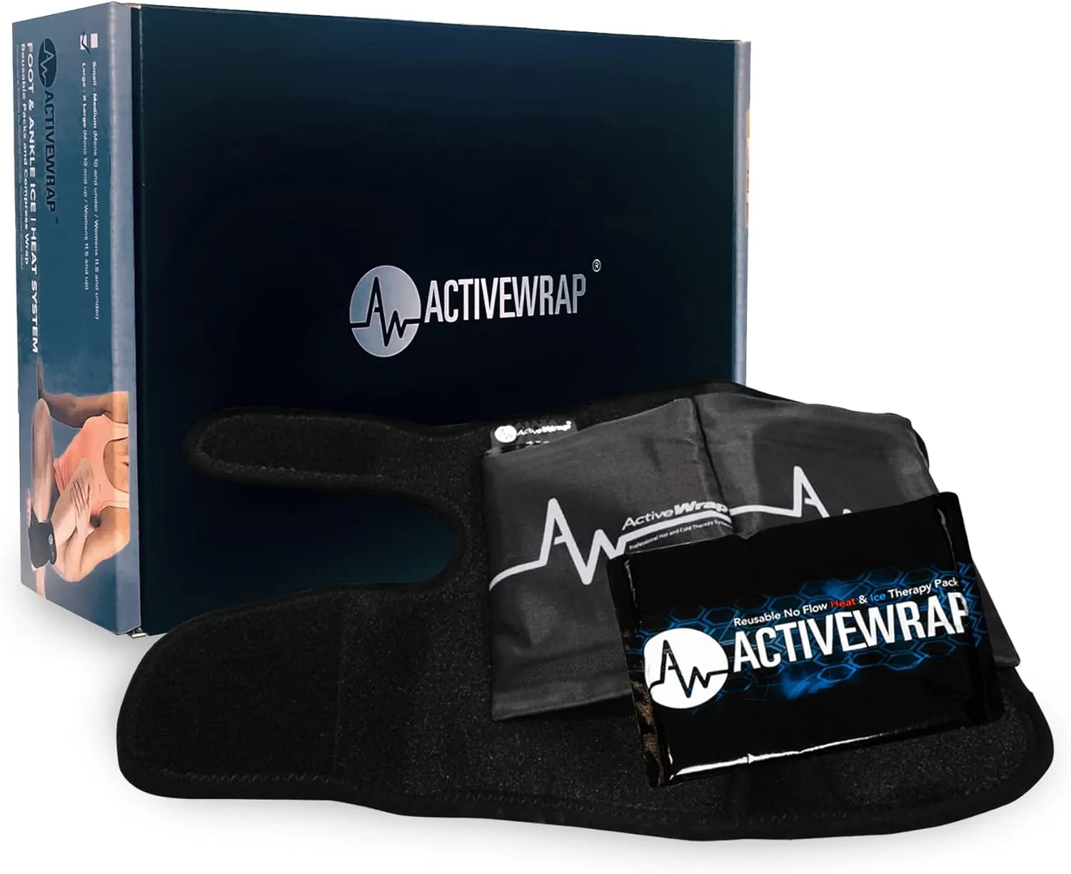 ActiveWrap Foot & Ankle Ice Pack Wrap for Heel, Arch, and Ankle Discomfort, Swelling, Soreness, and Injury Recovery – Reusable Hot & Cold Wrap with Adjustable Compression Straps