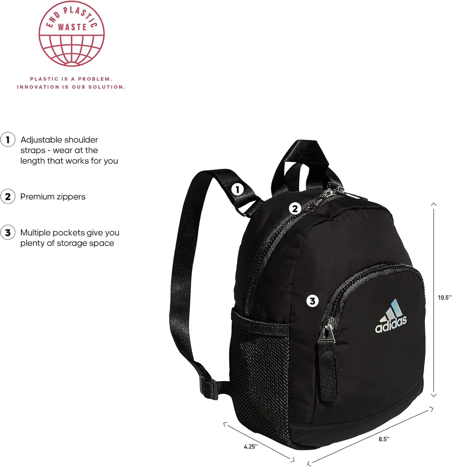 adidas Linear Travel Bag Small Men Womens Mini Backpack, Black, OSFA