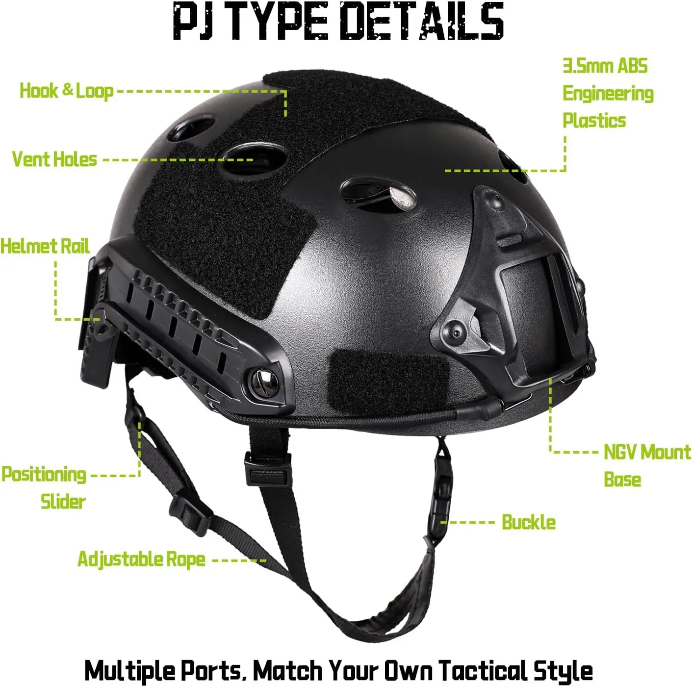 Adjustable Tactical Helmet with Helmet Cover, PJ Type Tactical Multifunctional Protective NVG Mount for Cosplay Hunting Shooting