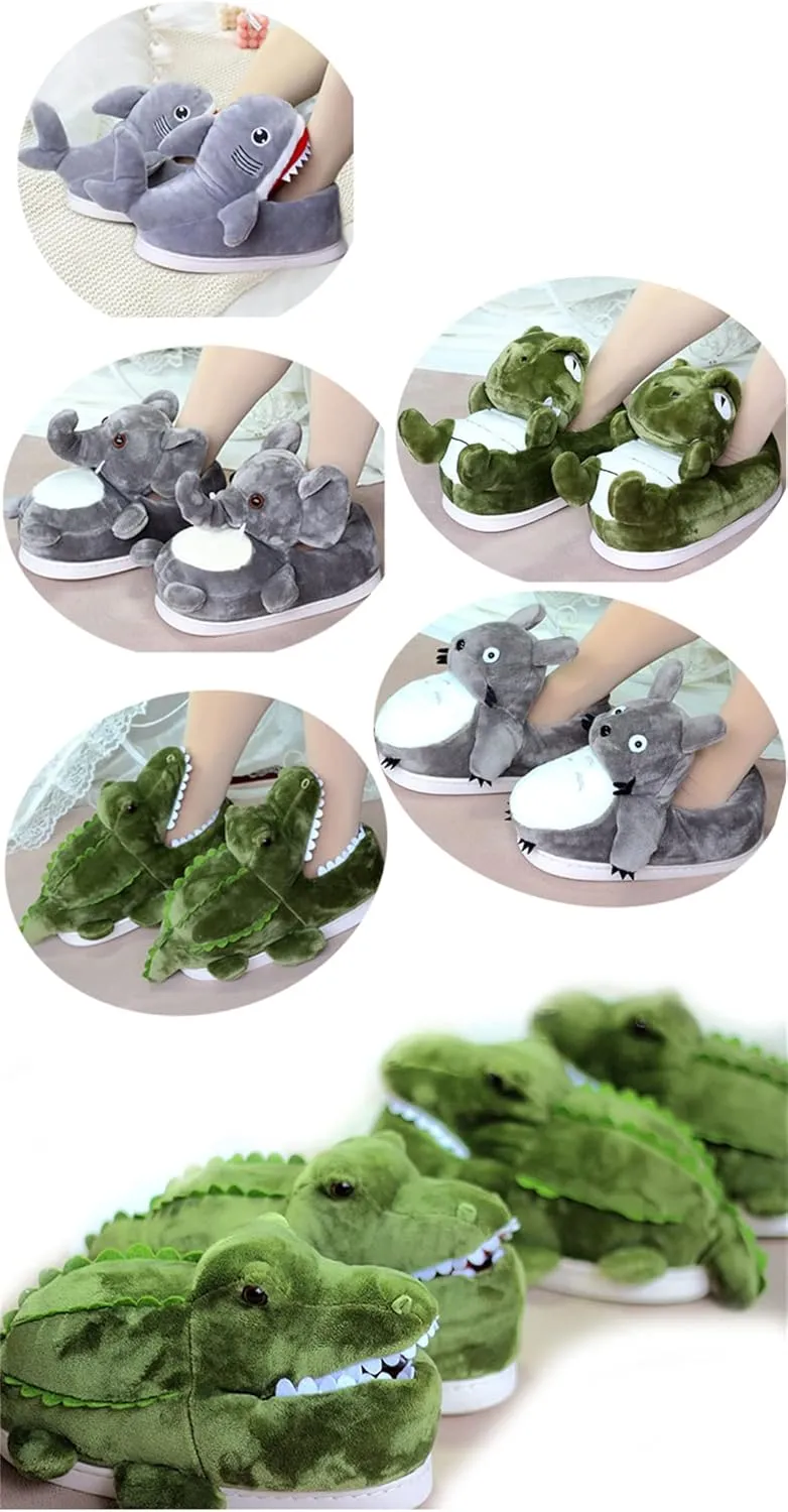 Adult Unisex Elephant & Hamster Slippers - Comfortable, Warm Animal Cartoon Cotton Shoes