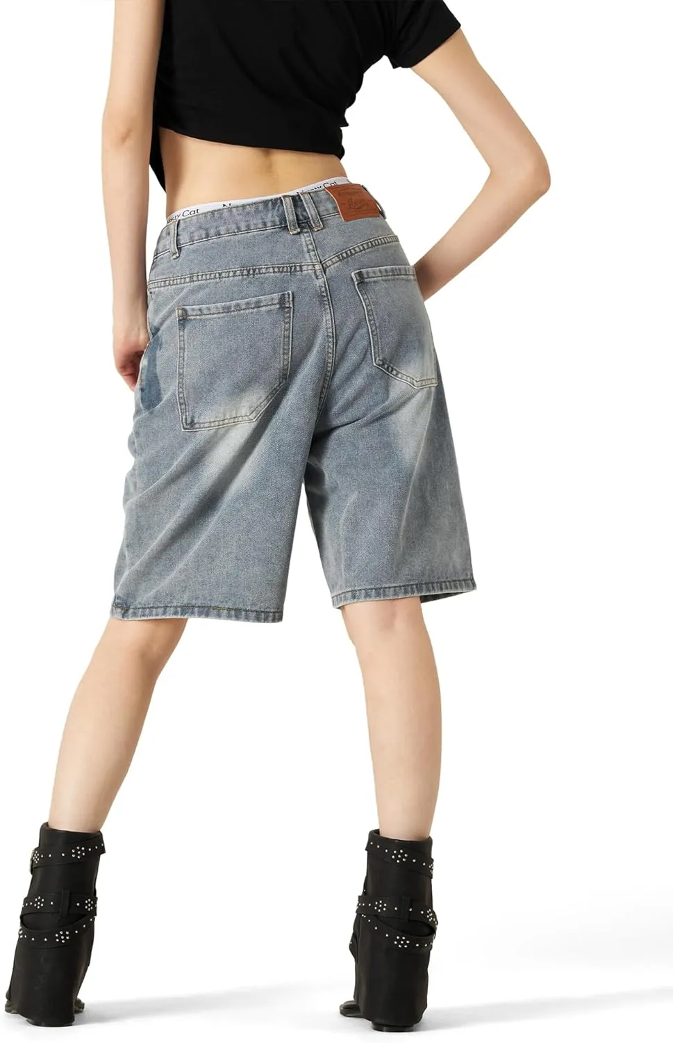 Aelfric Eden Washed Wrinkle Jorts Mens Denim Jean Short Casual Summer Knee Length Shorts Streetwear Trendy Outfits