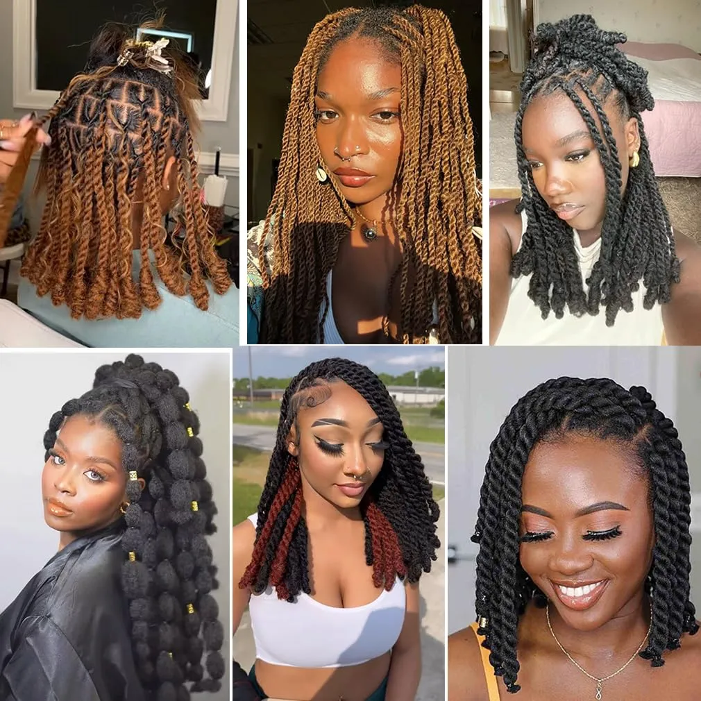 Afro Marley Twist Braiding Hair for Invisible Locs Braids 3 Packs(100g/pack, total 300g), Brazilian Wool Synthetic Hair Extensions 18 Inch (Grey)