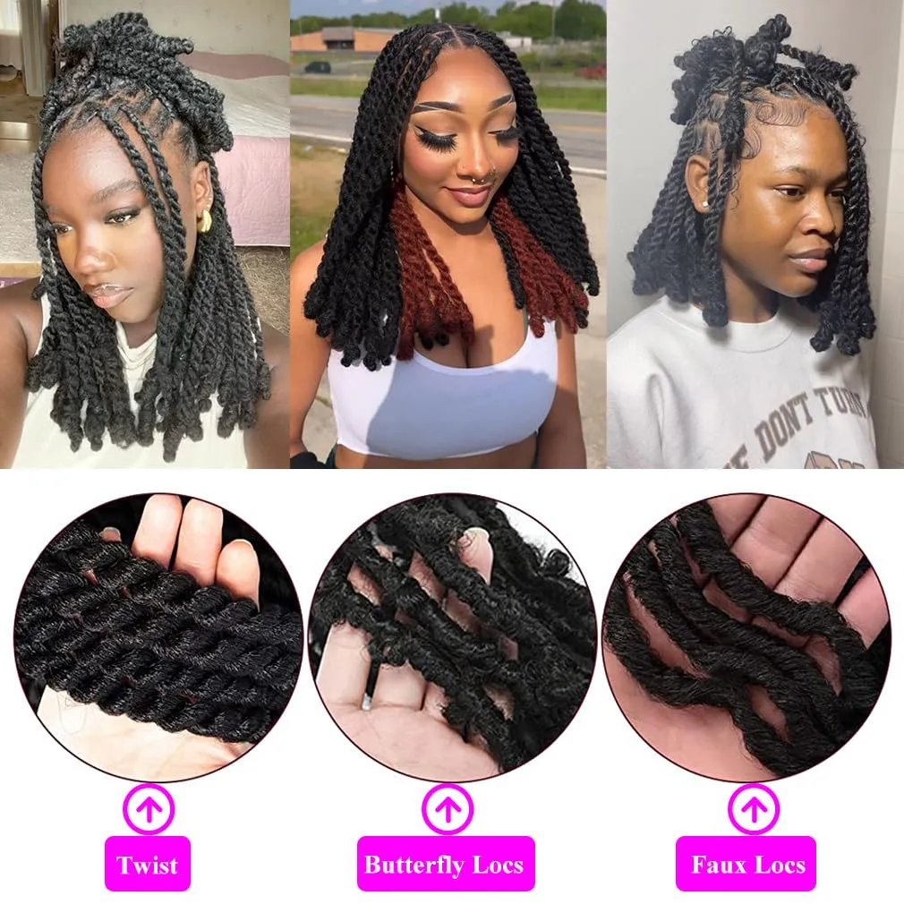 Afro Marley Twist Braiding Hair for Invisible Locs Braids 3 Packs(100g/pack, total 300g), Brazilian Wool Synthetic Hair Extensions 18 Inch (Grey)