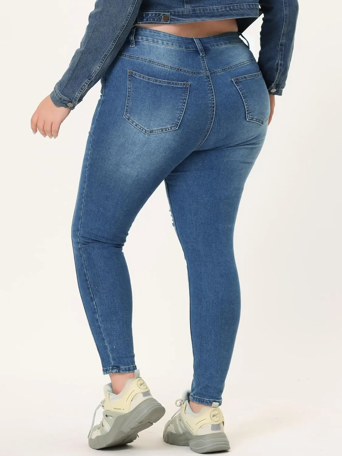 Agnes Orinda Women's Plus Size Jeans Mid Rise Stretch Washed Skinny Jeans Casual Denim Jeggings