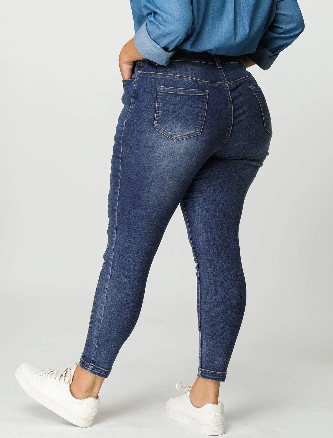 Agnes Orinda Women's Plus Size Jeans Mid Rise Stretch Washed Skinny Jeans Casual Denim Jeggings