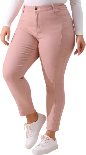 Agnes Orinda Women's Plus Size Jeans Mid Rise Stretch Washed Skinny Jeans Casual Denim Jeggings