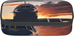 Aircraft Plane at Sunset Print Large - Capacity Cosmetic Makeup Organizer Bag: Designed for Eyebrow Pencils