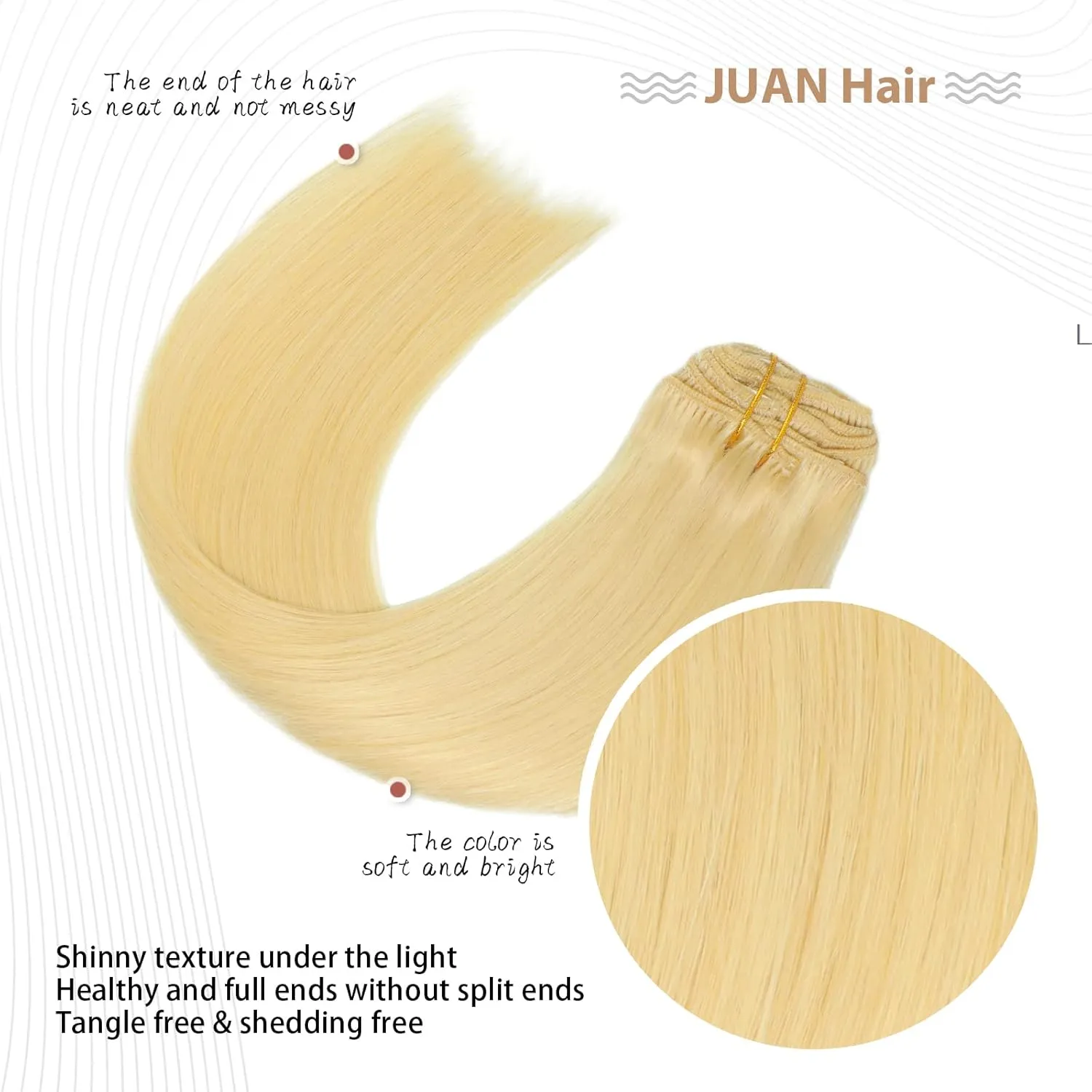 Aison Blonde Clip in Hair Extensions Real Human Hair 70G Bleach Blonde 100% Remy Human Hair Soft Silky Straight 7pcs 16clips One Pack (18 Inch #613)