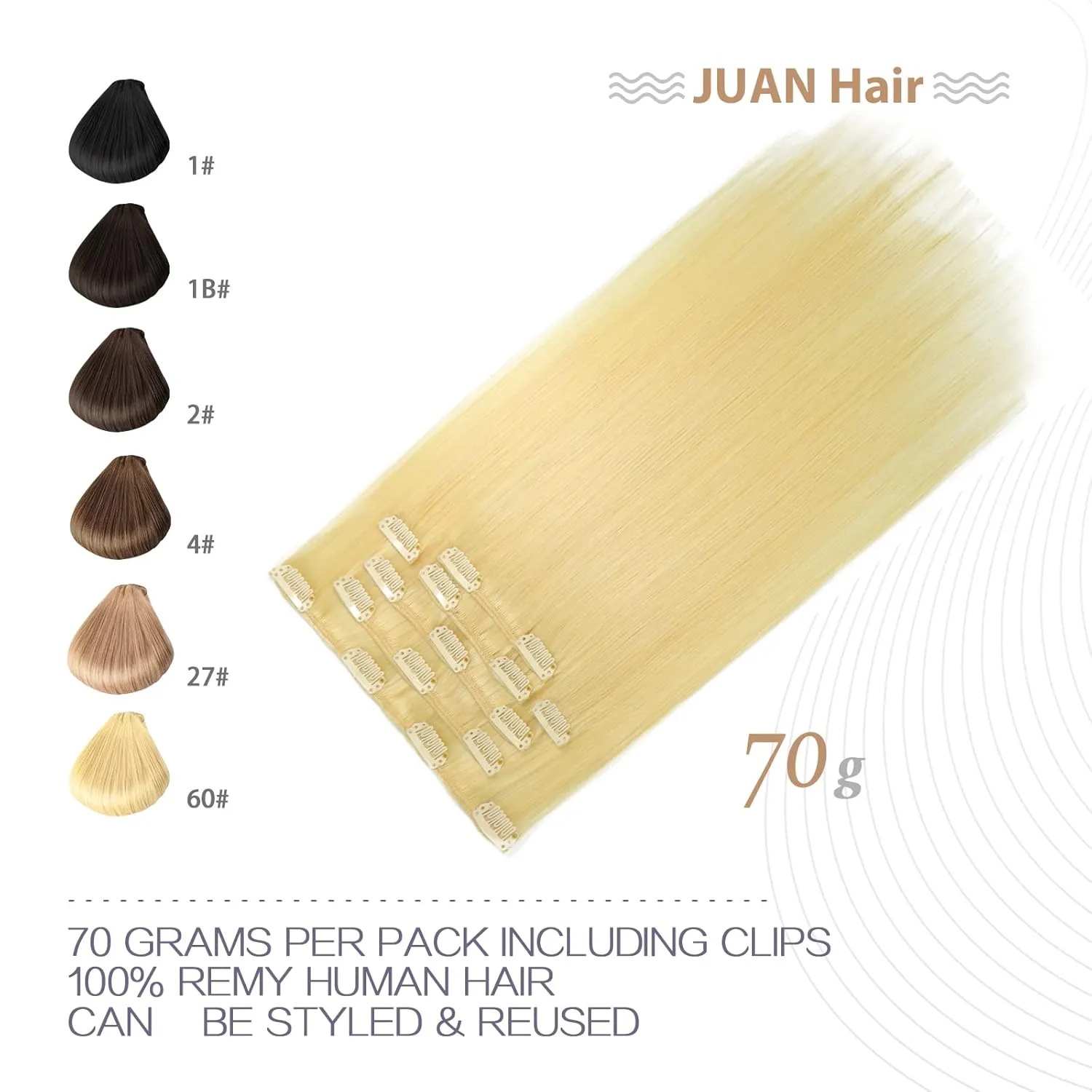 Aison Blonde Clip in Hair Extensions Real Human Hair 70G Bleach Blonde 100% Remy Human Hair Soft Silky Straight 7pcs 16clips One Pack (18 Inch #613)
