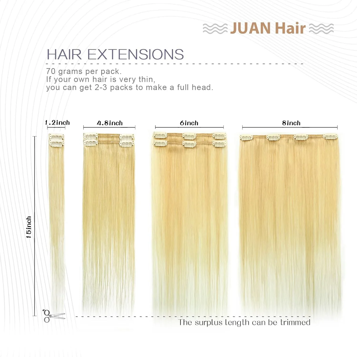 Aison Blonde Clip in Hair Extensions Real Human Hair 70G Bleach Blonde 100% Remy Human Hair Soft Silky Straight 7pcs 16clips One Pack (18 Inch #613)