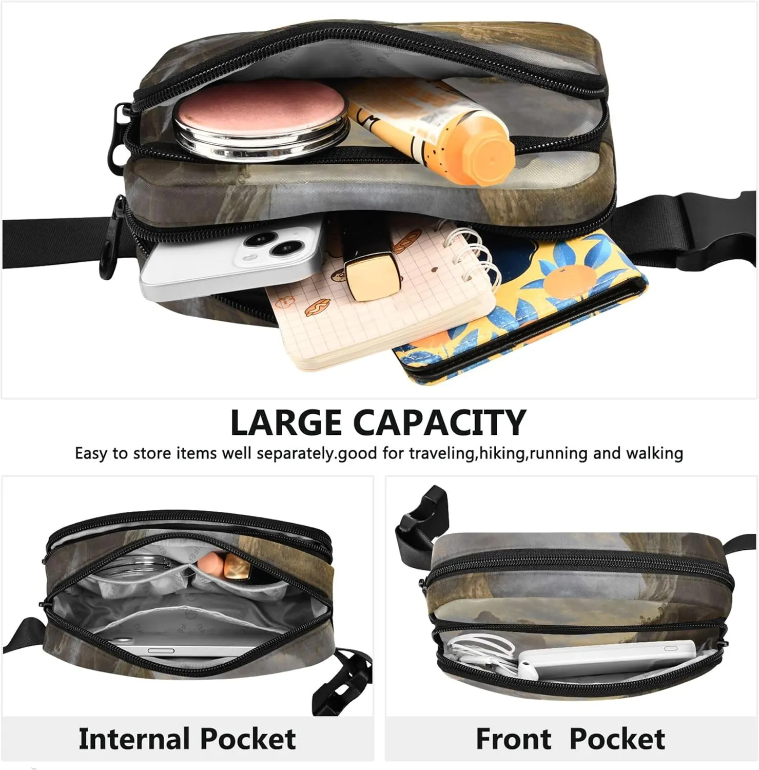 Albert Bierstadt Indians Art Landscape Fanny Packs Women Waterproof Anti Theft Belt Bag Cute Waist Purse for Women