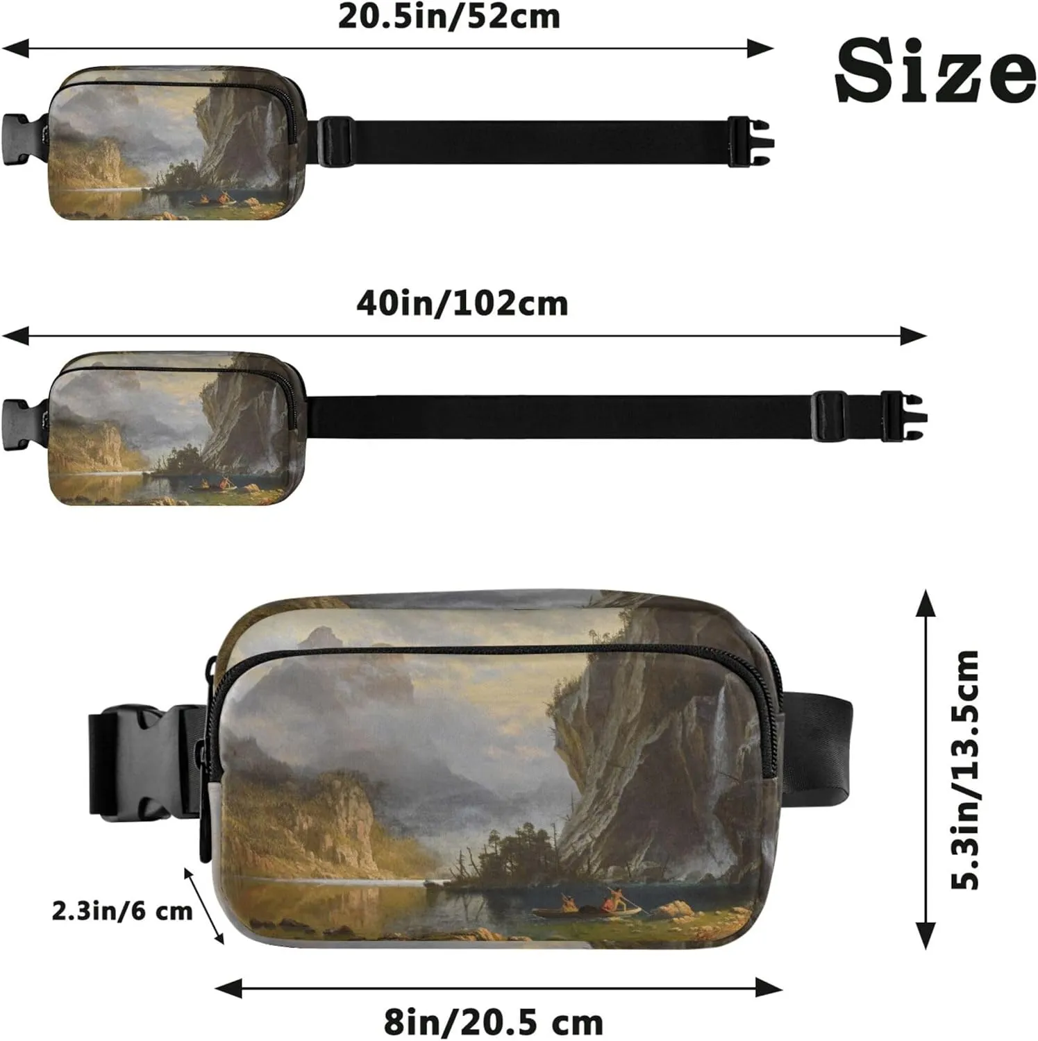 Albert Bierstadt Indians Art Landscape Fanny Packs Women Waterproof Anti Theft Belt Bag Cute Waist Purse for Women