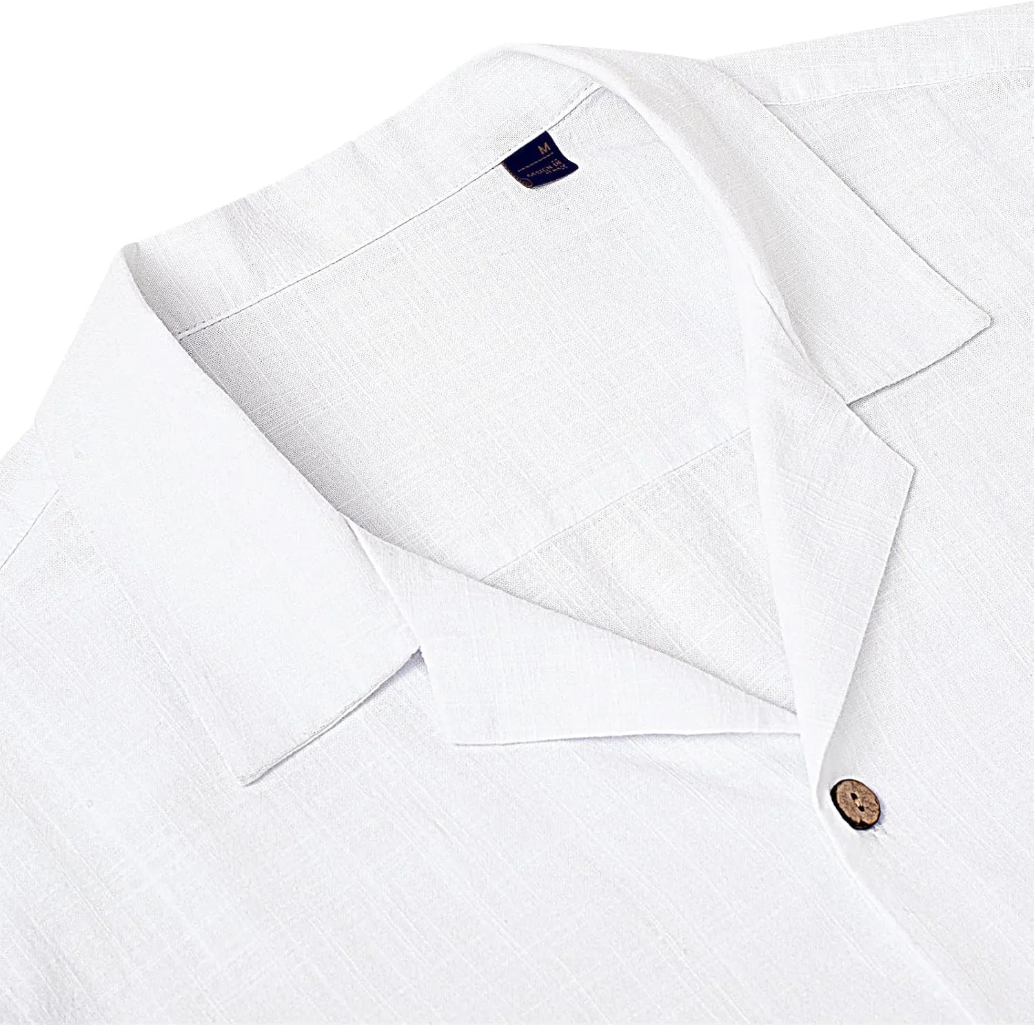 Alimens & Gentle Mens Linen Shirts Short Sleeve Button Down Shirts Cotton Summer Beach Cuban Shirts Vacation Hawaiian Shirts